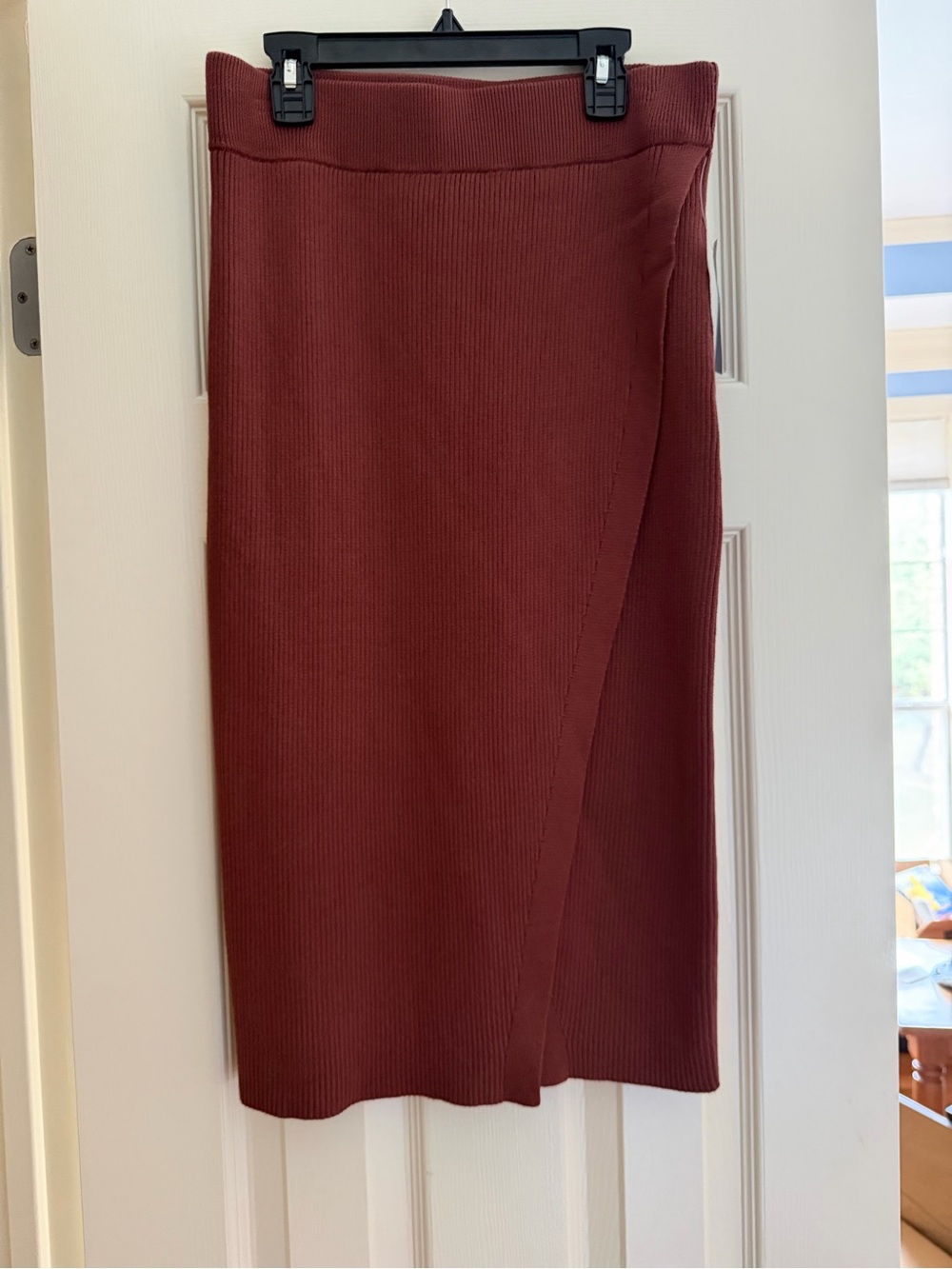 Abercrombie & Fitch Ribbed Midi Skirt - Rust